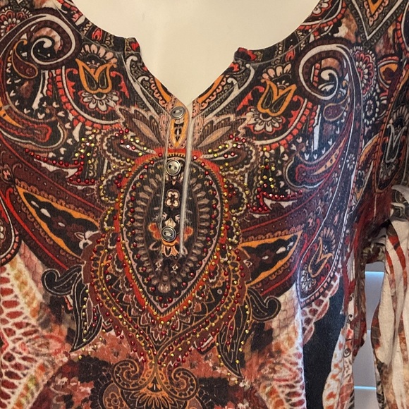 Style & Co. Paisley Print Blouse - Brown and Black - Picture 2 of 10